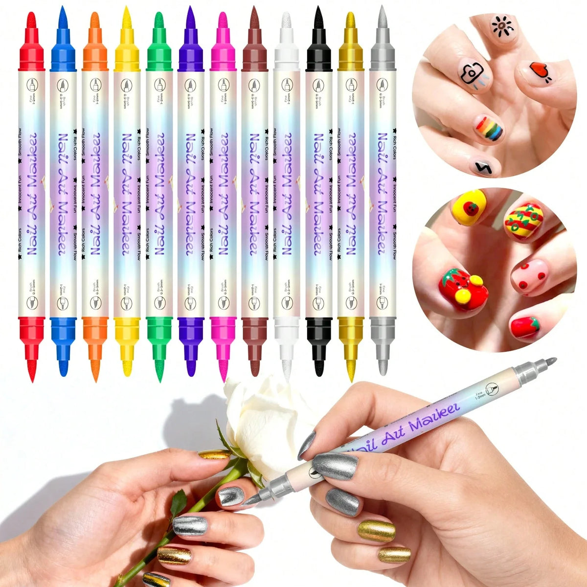 Nail Art Glitter Pen Set