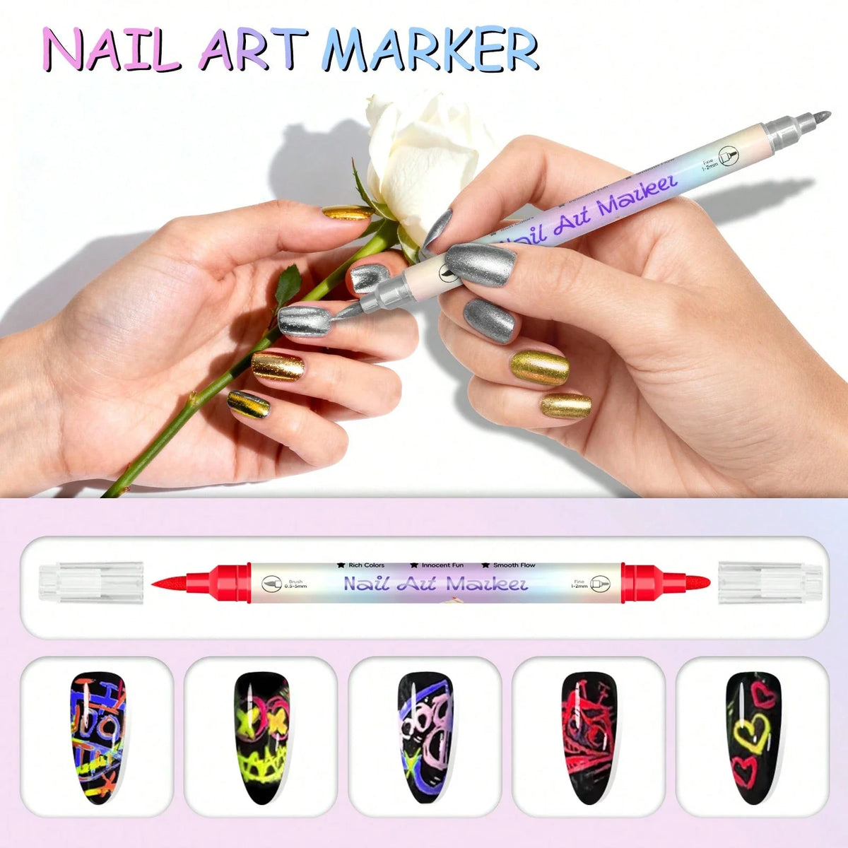 Nail Art Glitter Pen Set