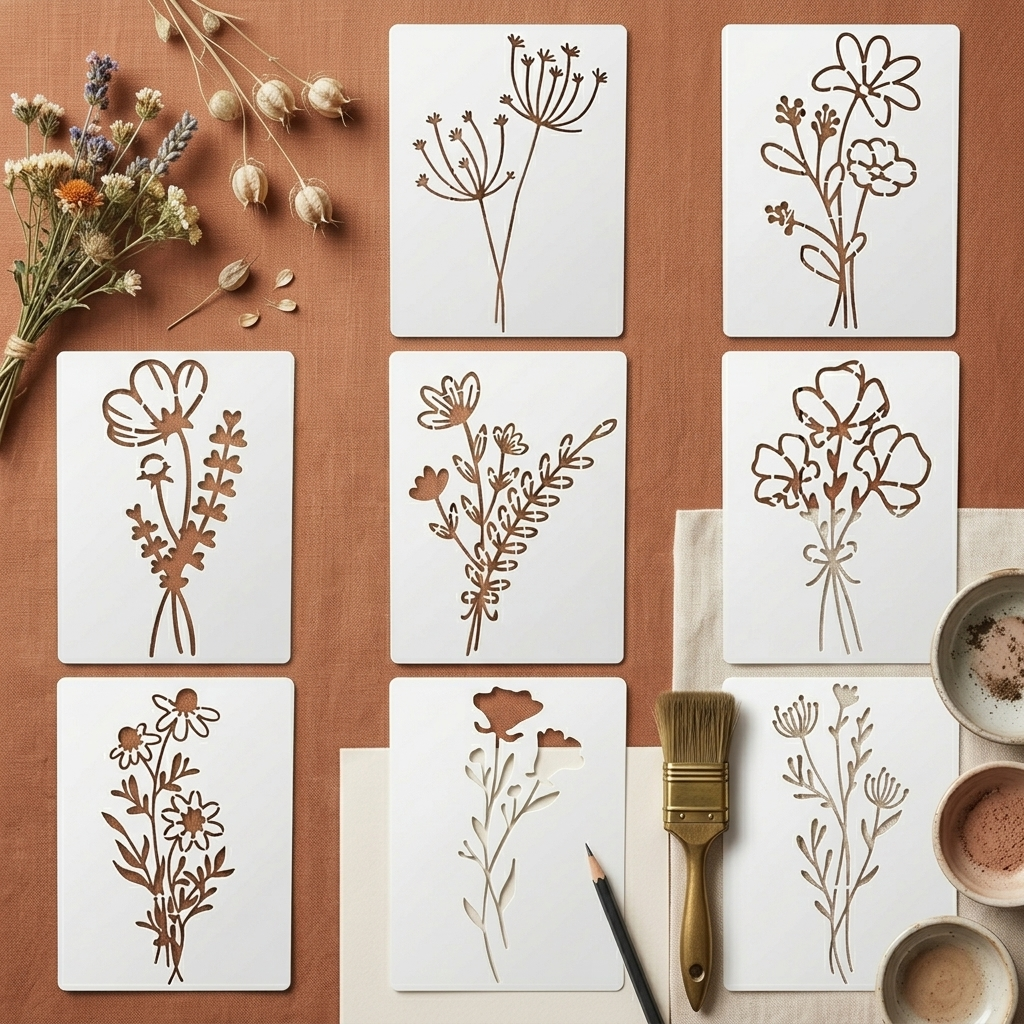 Botanical Elegance 3D Stencils 🍃💫