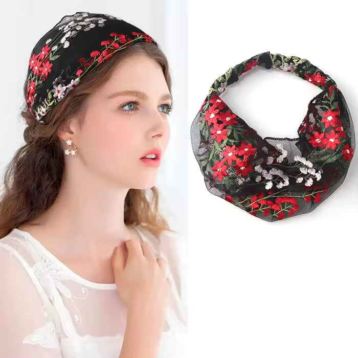 Floral Embroidered  Hairband