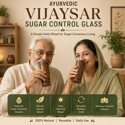 🌿Ayurvedic Vijaysar Wooden Sugar Control Glass ✨