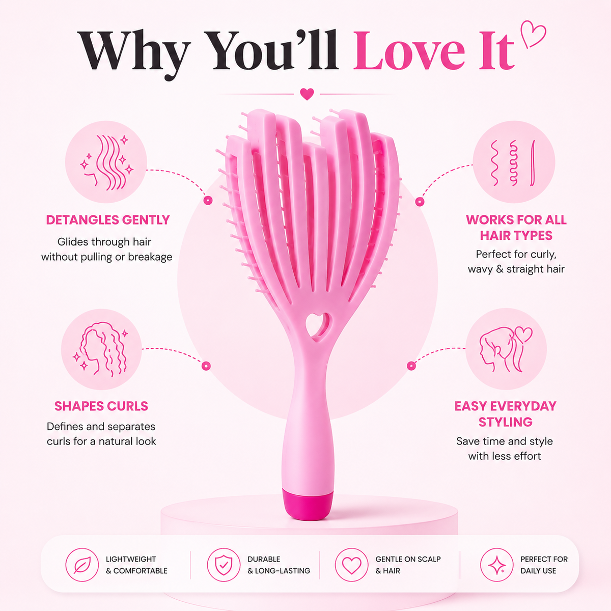 2-in-1 Curler & Detangling Hair Brush