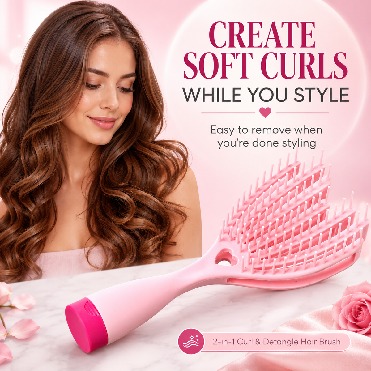 2-in-1 Curler & Detangling Hair Brush