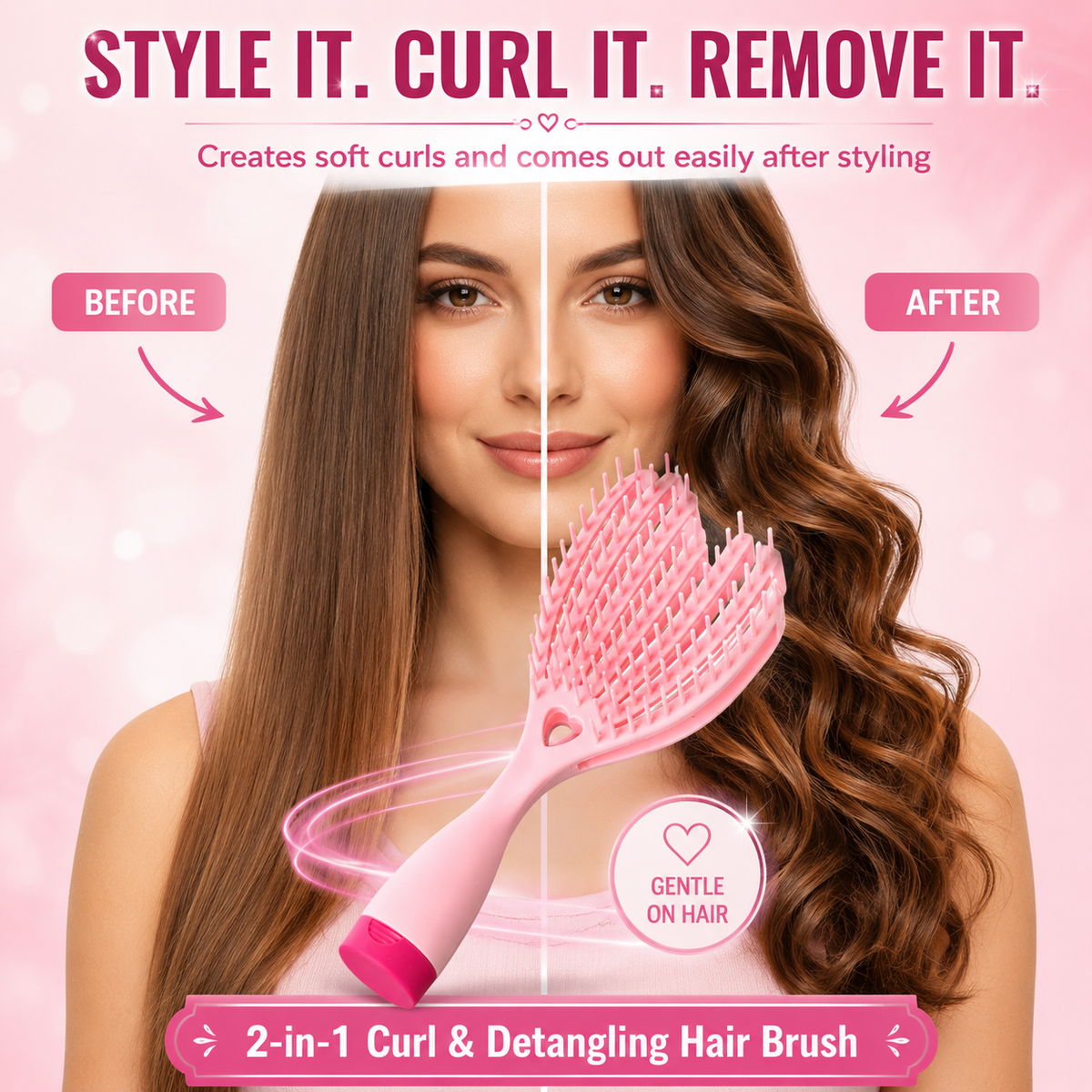 2-in-1 Curler & Detangling Hair Brush
