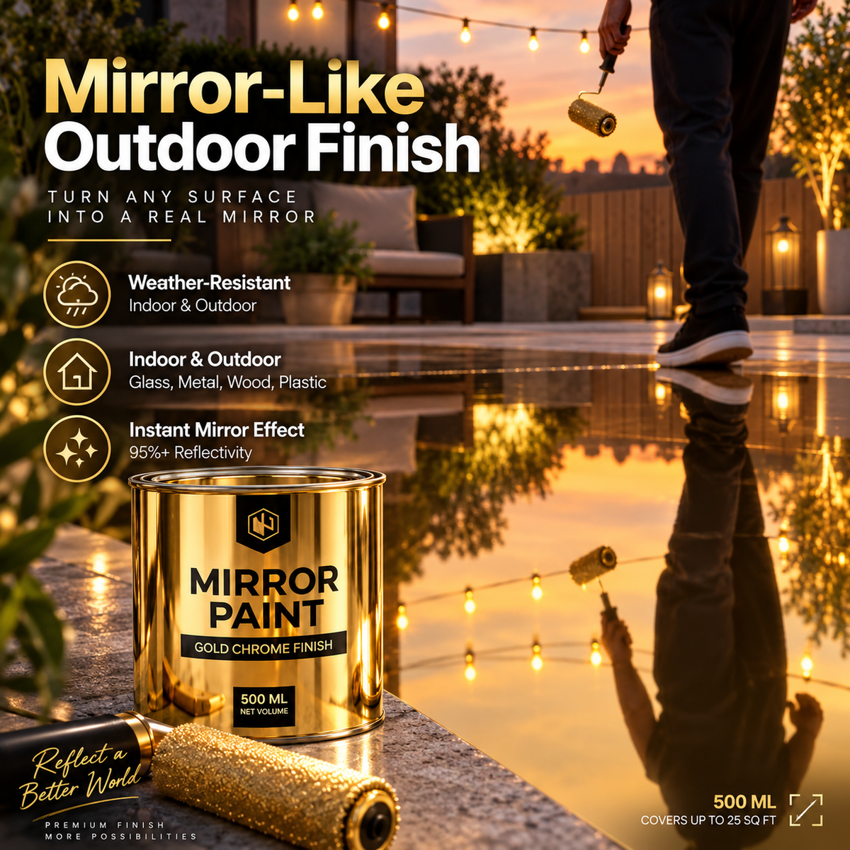 Premium Golden Mirror Finish Paint.