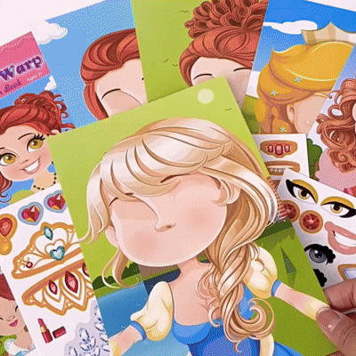 Princess Make a Face Book Sticker Art