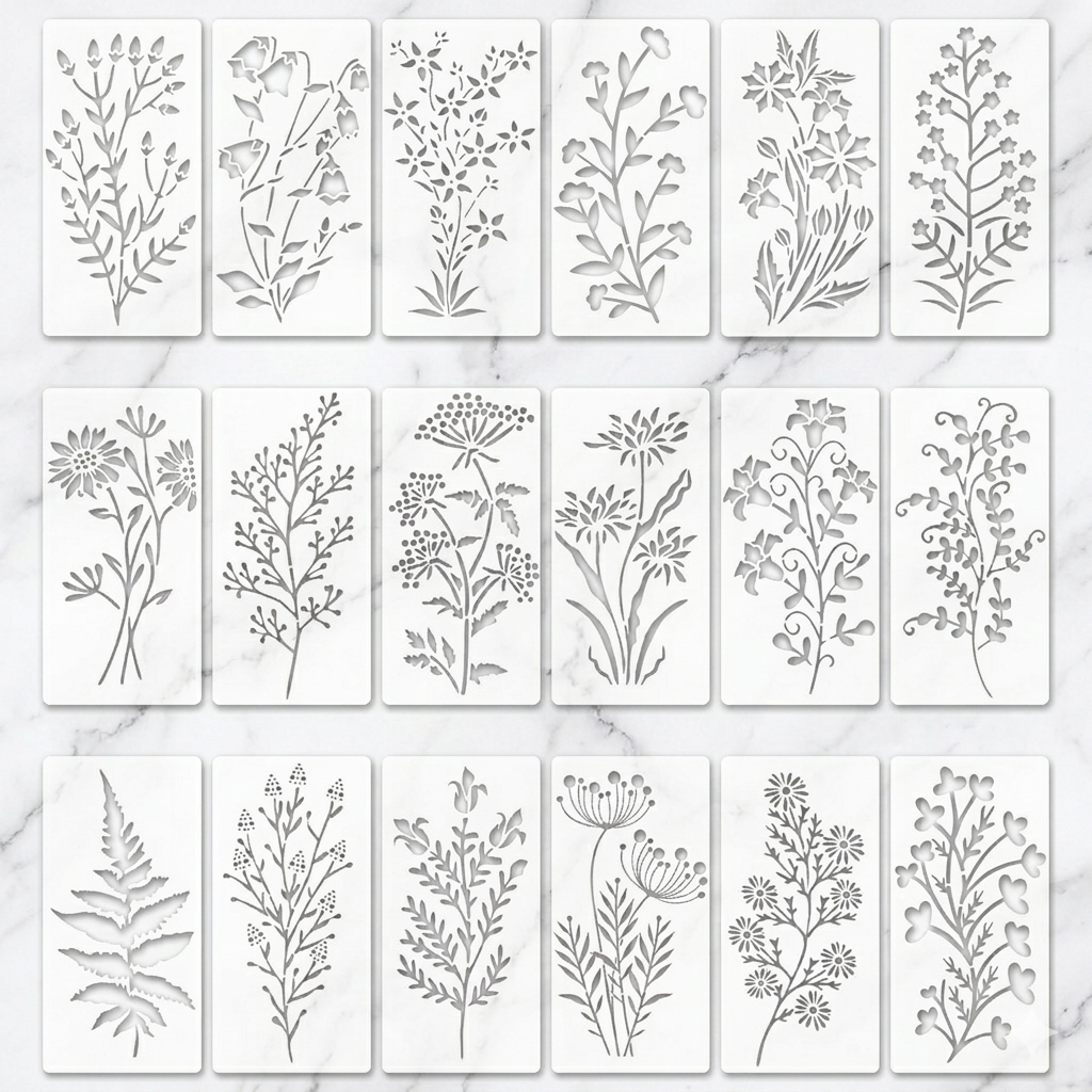 Botanical Elegance 3D Stencils 🍃💫