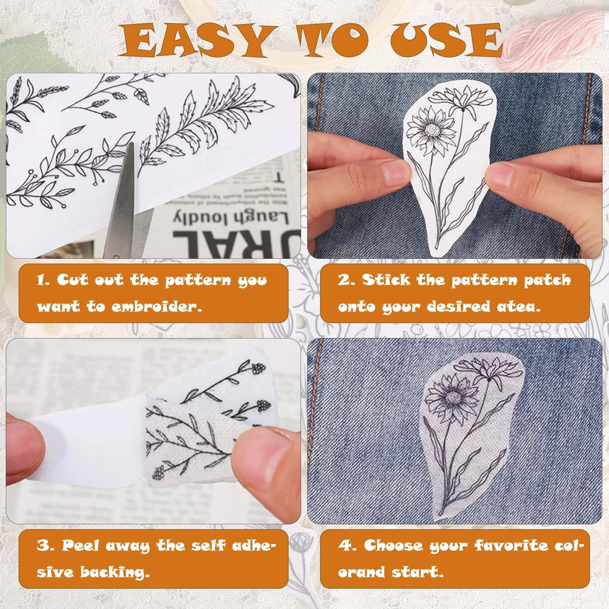 Stick & Stitch Embroidery Guide Patches ( Water Soluble )