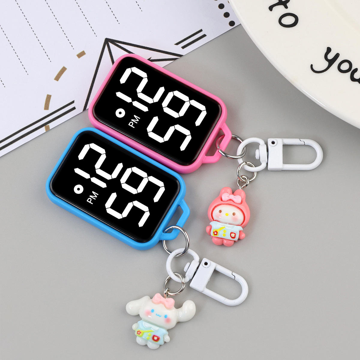 Cute LED Clock Keychain (Water-Resistant)