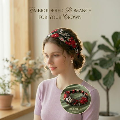 Floral Embroidered  Hairband