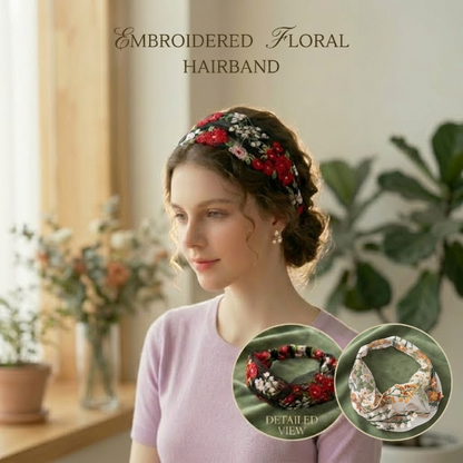 Floral Embroidered  Hairband