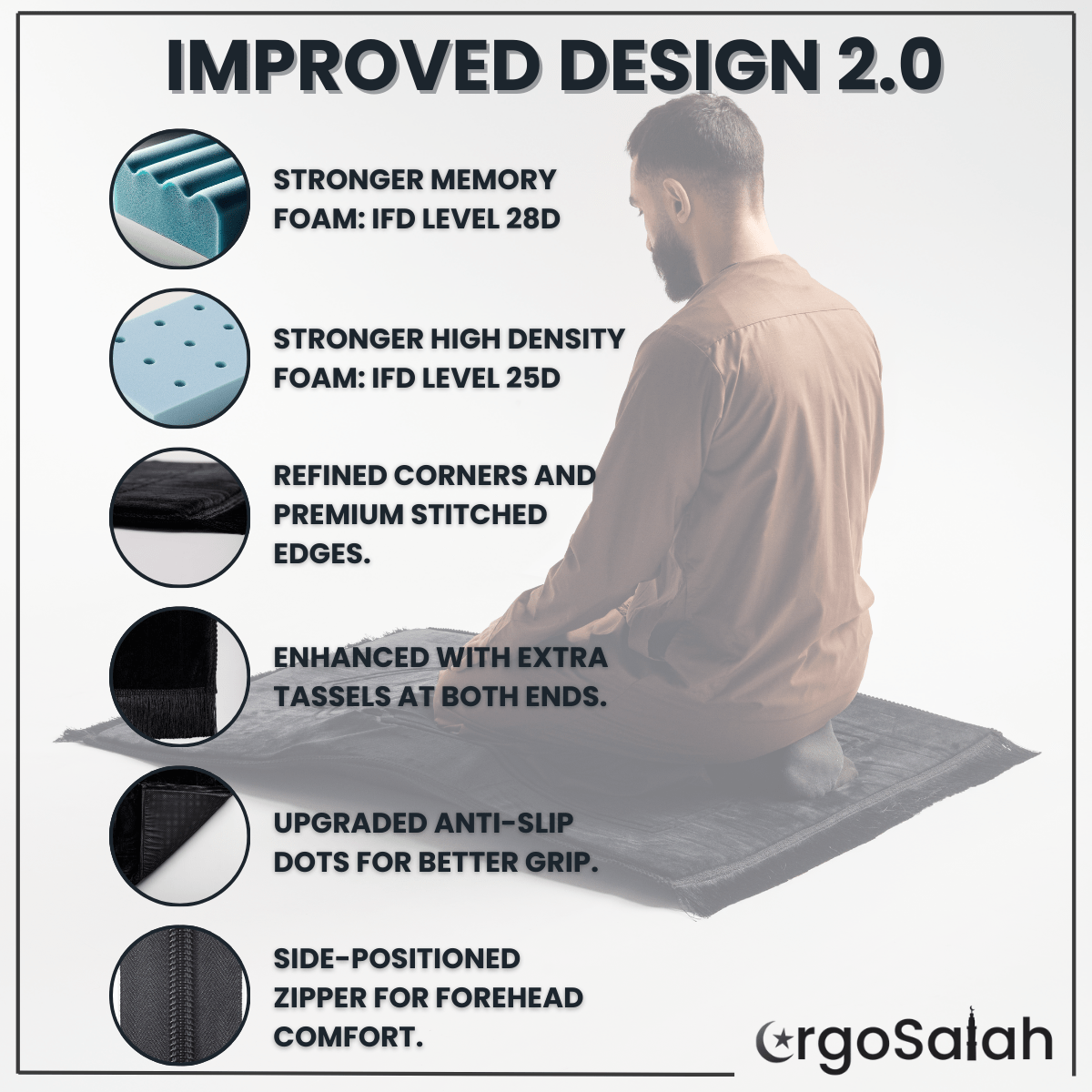 Sajood  Relief Prayer Mat – Extra Large Islamic Rug for Knee & Joint Support