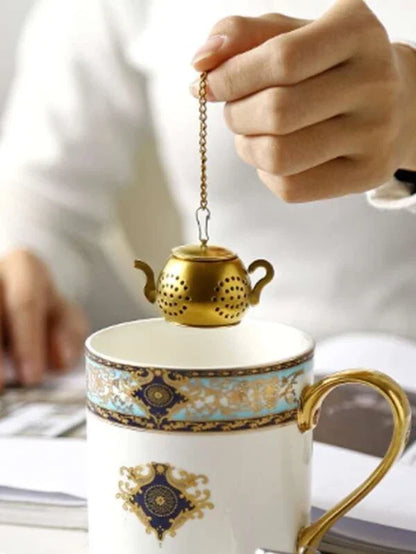 Stainless Steel Tea Strainer, Tea Leaf Filter Infuser Gold teapot