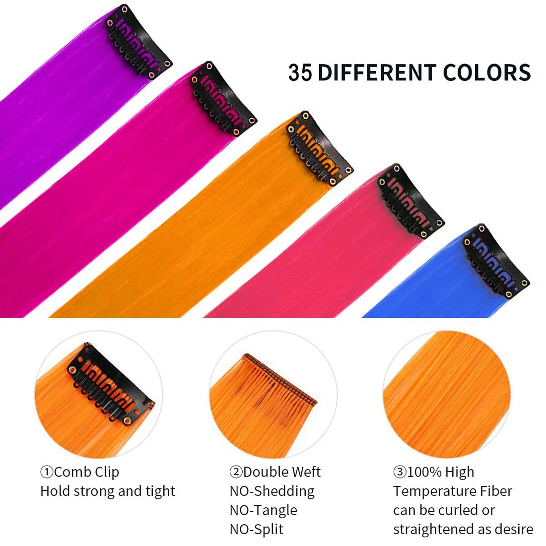 Colored Hair Extension Clips