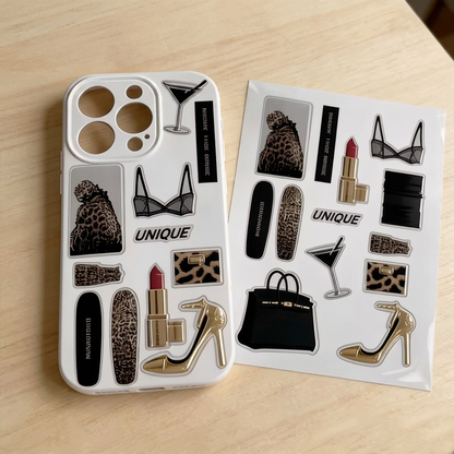 Trendy 3D Phone Sticker Kit 📱✨🖤